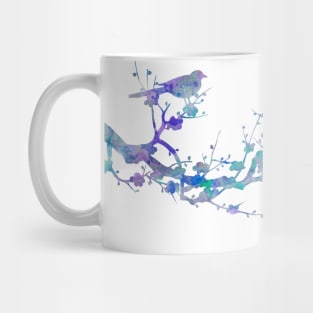 Love Birds On Floral Branch Watercolor Painting Mug